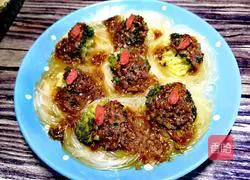 Illustration of how to make steamed broccoli with golden garlic vermicelli 14