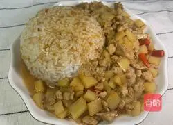 Illustration of how to make potato and meat mixed with rice 12