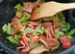 Illustration 6 of how to make fried zucchini with ham sausage 6