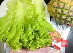 Illustration of Korean lettuce wraps with bacon and fresh fruit 1