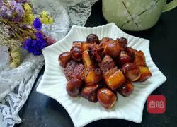 Illustration of how to cook quail eggs and roasted pork 11