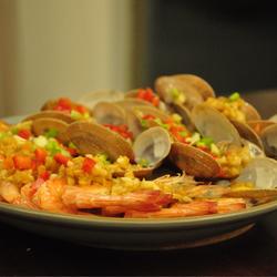 Steamed seafood with garlic paste