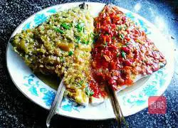 Illustration of how to make fish head with chopped pepper 13