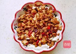 Illustration 7 of how to make steamed tofu with flavored minced meat 