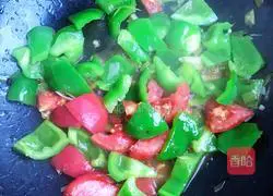 Illustration of home-style fried tomatoes with peppers 7