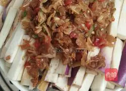 Illustration of how to make winter vegetables, shrimp skin and steamed eggplant 7