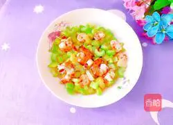 Illustration of how to stir-fry shrimps with celery 16