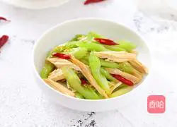 Illustration of how to make celery mixed with yuba 10