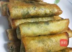 Illustration of how to make shepherd's purse (wild vegetable) spring rolls 7