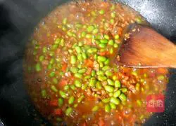 Illustration of how to make fried minced meat with edamame rice 16