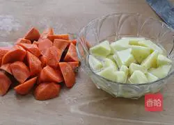 Illustration of braised lamb chops and stewed potatoes 1