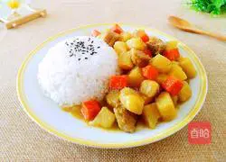 Curry Illustration of how to make beef rice 22