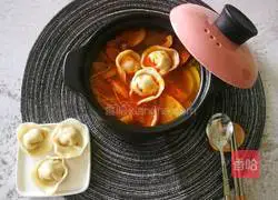 Illustration of how to make spicy cabbage dumpling pot 16