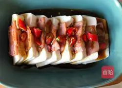 Illustration of how to make steamed tofu with bacon 6