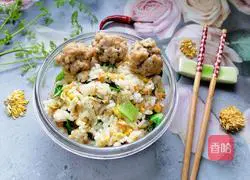 Meatball and egg fried rice bento recipe illustration 12