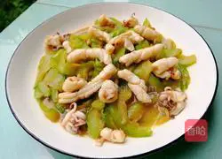 Illustration of how to make fried squid with bitter melon 19