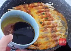 Illustration of how to make enoki mushroom and fat beef roll bento 12