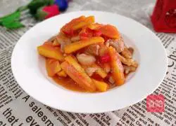 Illustration of how to make papaya and fried meat 1