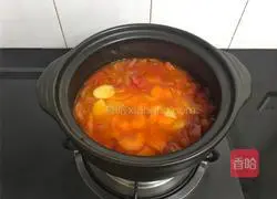 Illustration of the sour and appetizing beef stew with tomatoes 6