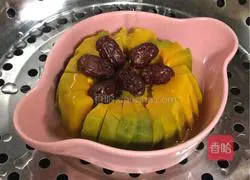  # steamed vegetables # Illustration of how to make steamed pumpkin with honey and red dates 7