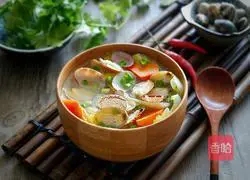 Illustration of how to make clams and baby vegetables in soup 10