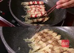 Illustration of how to make enoki mushrooms with fat beef 4
