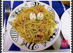 Illustration of how to make fried ham and pasta 3