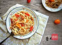 Illustration of how to make tomato and mushroom meat sauce pasta 9