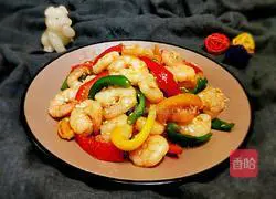 Illustration of how to stir-fry shrimps with colored peppers 21
