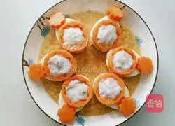 Illustration of how to make steamed shrimps with carrots and eggs 8