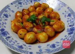 Illustration of how to make tiger skin quail eggs in tomato sauce 8
