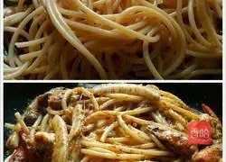 Illustration of how to make pasta (seafood pasta with pesto brandy) 9