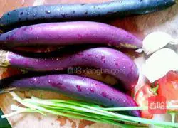 Illustration of steamed eggplant with red pepper 1
