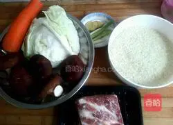 Illustration of how to make pot meat and rice 1