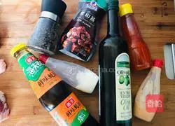 Illustration of how to make black pepper sirloin steak with chicken sauce and mashed potatoes, fresh vegetable and fruit salad 2