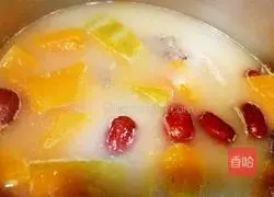 Illustration of how to make black fish, red dates and pumpkin soup 10