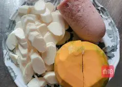 Illustration of how to make ham and fried yam and pumpkin 1