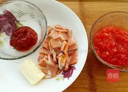 Illustration of how to make tomato and bacon pasta 1