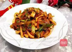 Illustration of how to make fried squid with green onions 1