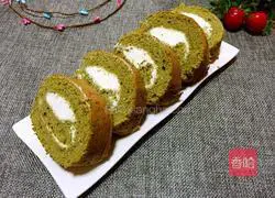 Illustration of how to make matcha cream cake roll 21
