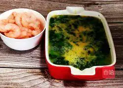 Illustration of how to make spinach, shrimp and egg custard 7