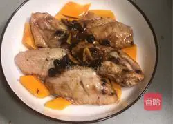 Illustration of how to make steamed pumpkin with black bean sauce chicken wings 7