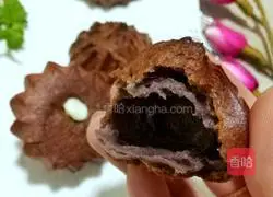 Purple sweet potato and cocoa fragrance Illustration of how to make puffs 12