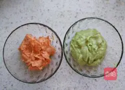 Illustration of how to make two-color yam and shrimp cake 3