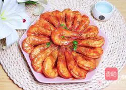 Illustration of braised prawns in tomato sauce and oil 13