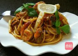 Illustration of how to make pasta (seafood pasta with pesto brandy) 11