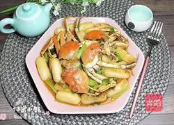 Illustration of how to make scallion oil crab cheese rice cake 18