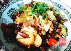 Illustration of the home version of dry pot fat sausage 14