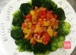 Illustration of how to stir-fry three diced broccoli 13
