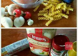 Illustration of how to make pasta (white sauce mushroom chicken spiral noodles) 1